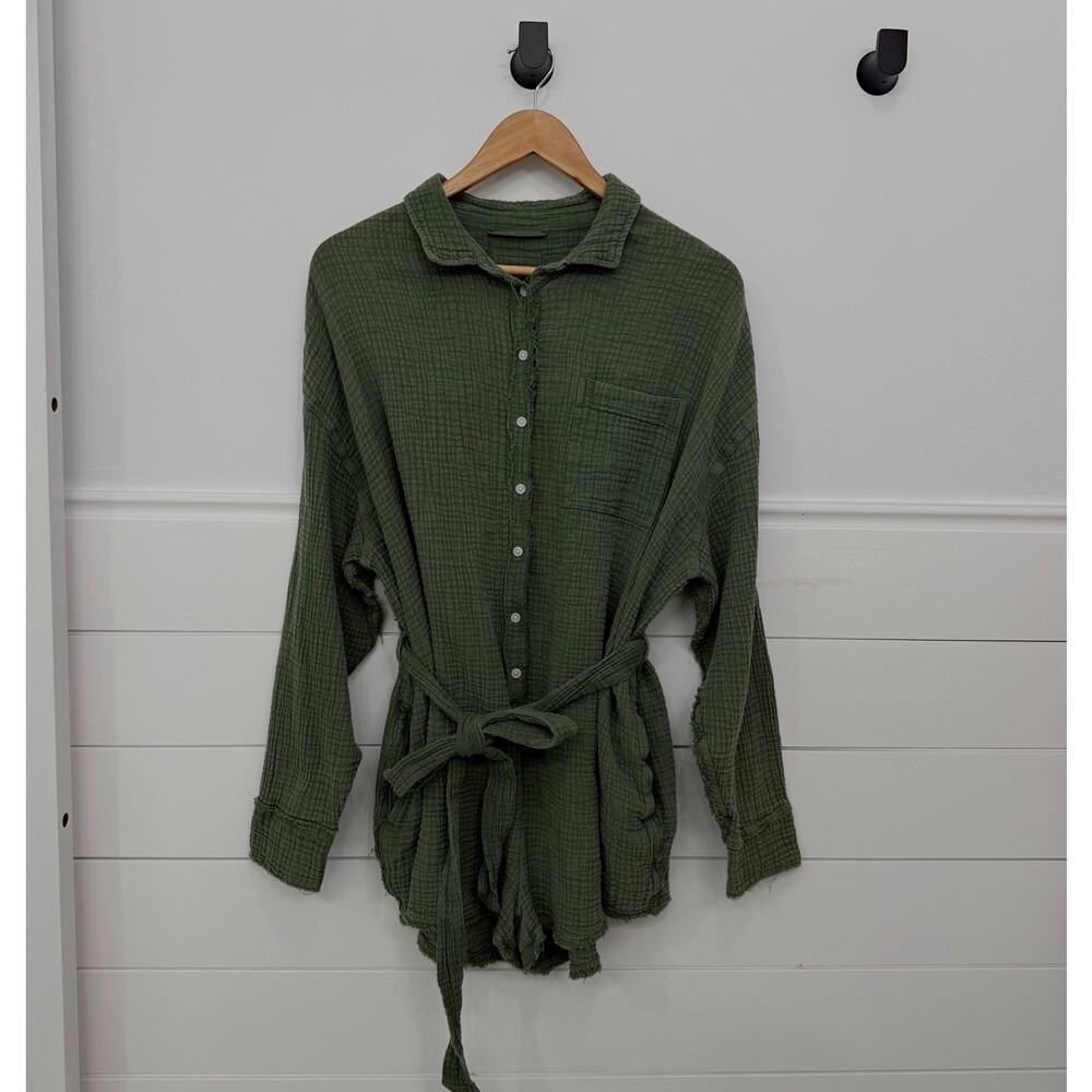 Women’s Aerie Thermal One Piece Belted Romper Green Size Small